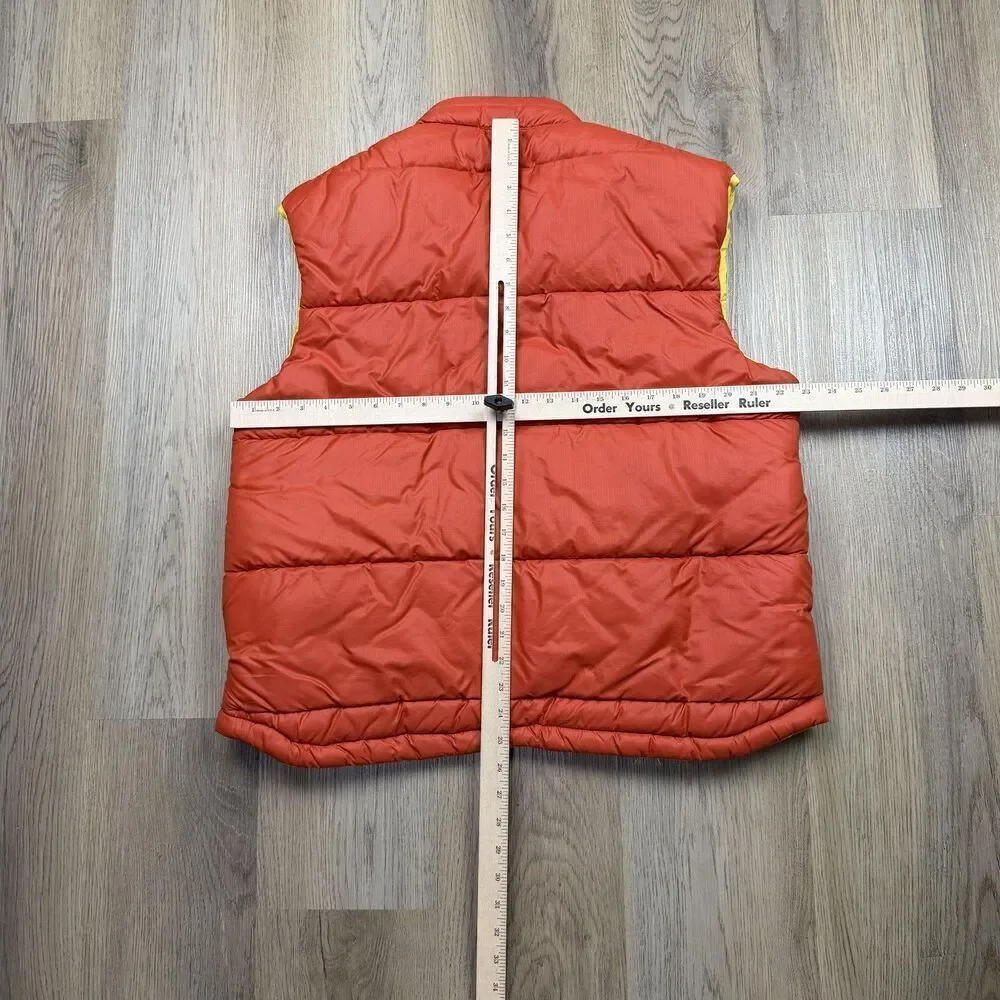 Vintage Gladding Vest Mens XL Orange Nylon Puffer Snap Front Ski 70s Outdoor